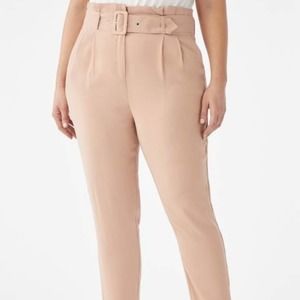 Just Fab Paper-bag Waist Belted Trousers